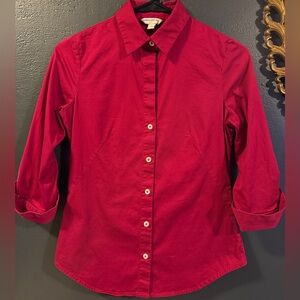 81 - BR Fuchsia Button Up 3/4 Sleeve Cotton Top